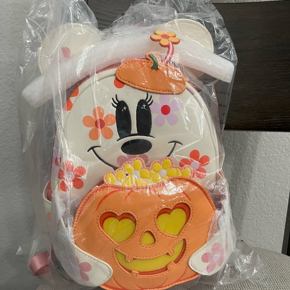 Loungefly Disney Minnie Mouse Floral Ghost Light Up Glow Mini Backpack